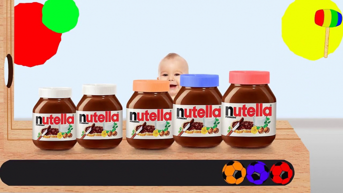 Learn Colors With Nutella Jam Chocolate Soccer Balls WOODEN HAMMER Cartoon for Kids Toddlers Babies