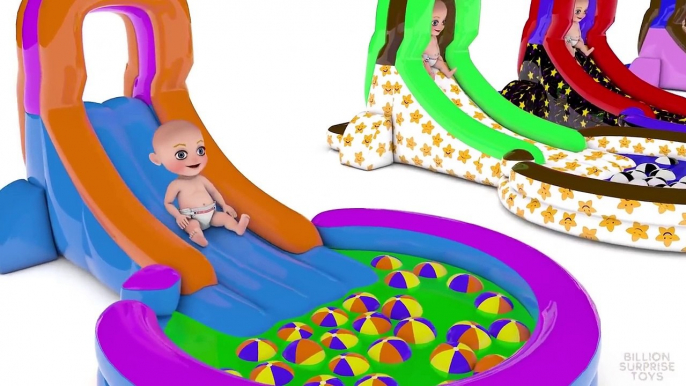 3D Learn Colors with Pool Babies color Water Balls - Colours for Kids Toddlers C