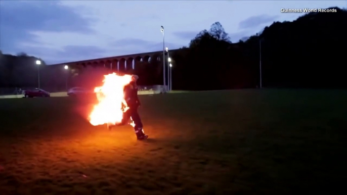 Daredevil Sets Guinness Record for Longest Distance Run While on Fire