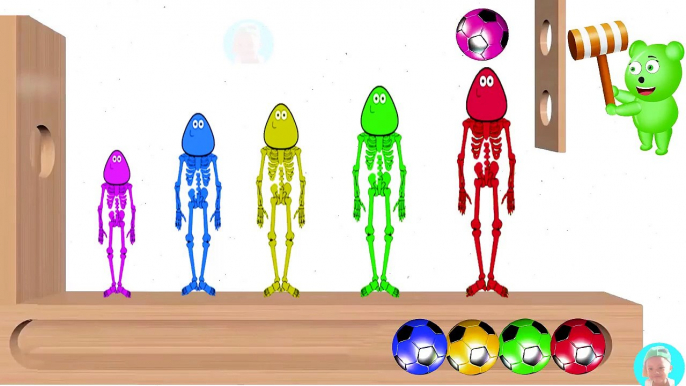 Pou Colors Learn Video Wooden Face Hammer Xylophone Skeleton Colours for Kids Children Toddlers