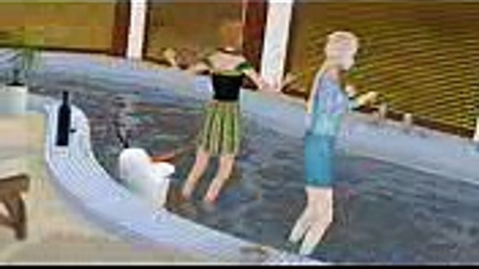 Elsa, Anna And Olaf In The Pool (Frozen)