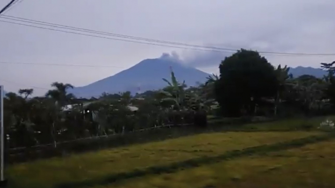 Smoke Pours from Mount Agung Volcano Following Eruption