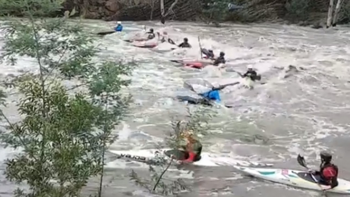 Kayakers Brave Rushing Waves Following Record Rainfall in Melbourne