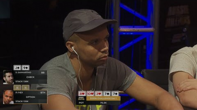 Phil Ivey - Huge River All-In Poker - 2016 Aussie Millions $100k Challenge | PokerStars