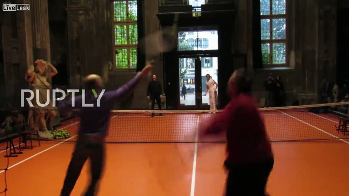 Milanese play TENNIS in 16th Century Church