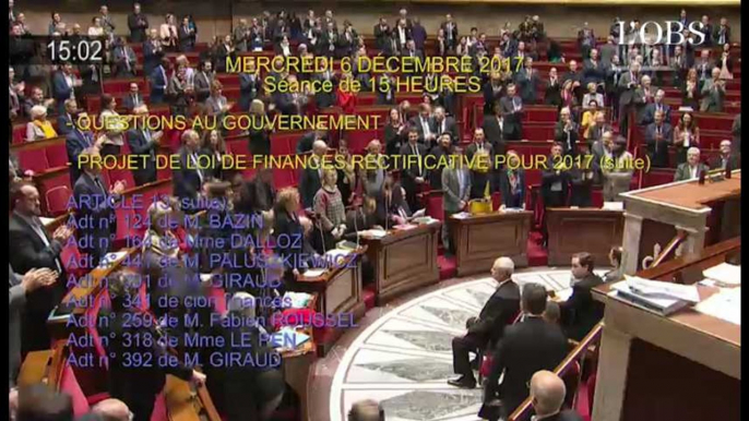 Les députés, debout à l'Assemblée nationale, pour rendre hommage à Johnny Hallyday