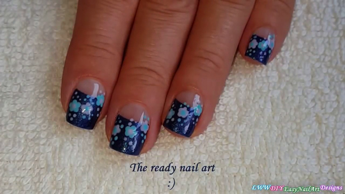 DOTTING TOOL NAIL ART #9 _ Sparkle Blue Flower Nails-1QEAbDobCB4