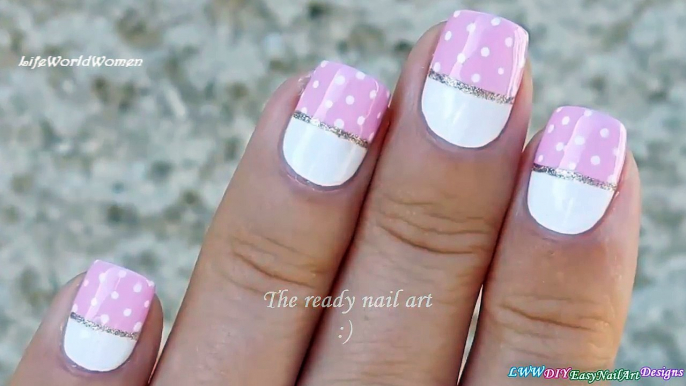 POLKA DOT NAIL ART #4 _ Baby Pink & White Dotting Tool Nails Design-BXUoMeVHCfw