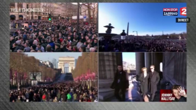 Hommage à Johnny Hallyday : David Hallyday, Nathalie Baye, Laura Smet et Sylvie Vartan arrivent à l'église de la Madeleine (vidéo)