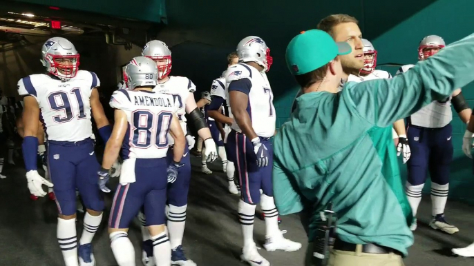 New England Patriots QB Tom Brady leads the Patriots out of tunnel before MNF
