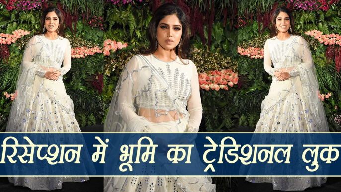 Virat - Anushka Mumbai Reception: Bhumi Pednekar in beautiful white lehenga with gota patti work