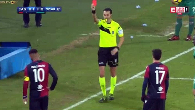 Joao Pedro (Unsportsmanlike conduct) Red Card  HD - Cagliari	0-1	Fiorentina 22.12.2017