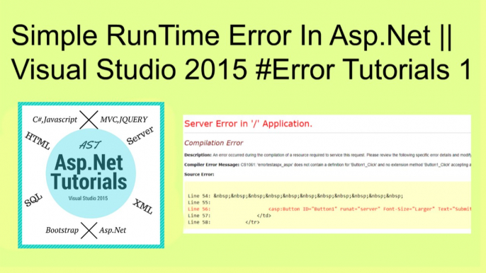 Simple run time error in asp.net || visual studio 2015 #error tutorials 1