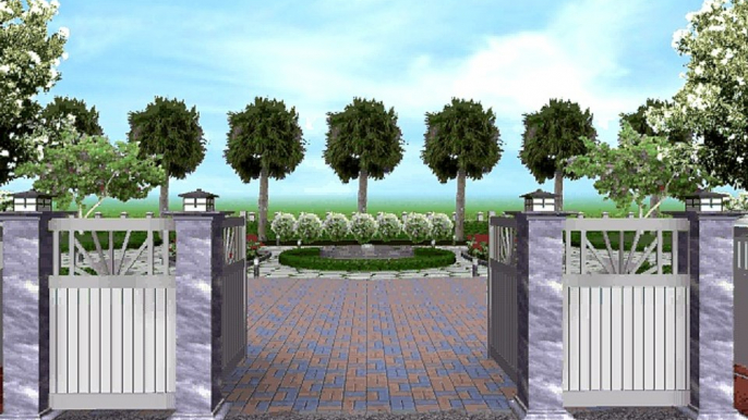 3D Landscaping - Fencing around the garden in front of Industrial Area Club House