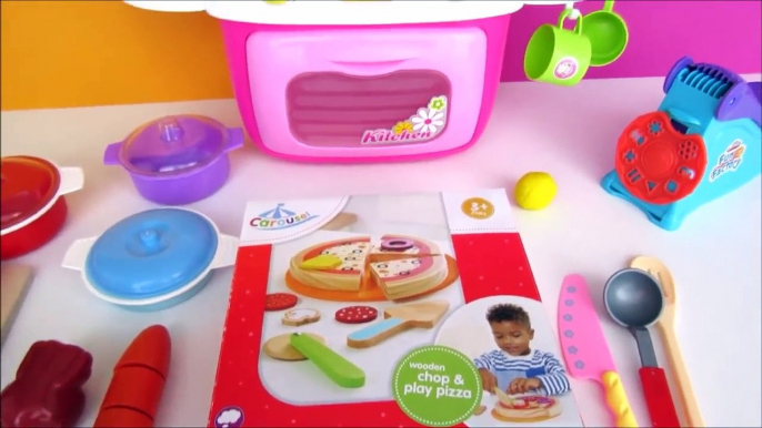 Toy kitchen velcro cooking food play doh fun factory noodle soup baking pizza wooden toy food asmr