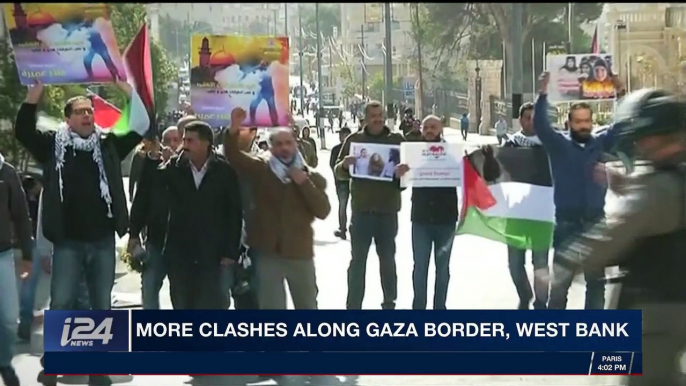 i24NEWS DESK | More clashes along Gaza border, West Bank | Friday, January 12th 2018