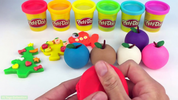 Learn Colors with Play Doh Apples with Fish Teddy Bear Jellyfish Molds Fun and Creative for Kids