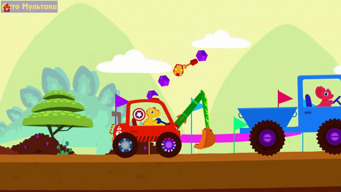 Dinosaur Digger - Emergency Vehicles Cartoons for Сhildren. Car & Monster Truck