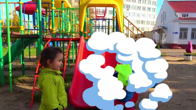 Funny babies playtime with ABC Song in Outdoor Playground for