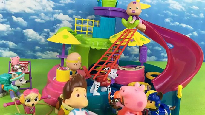 Peppa pig y Patrulla canina español SALVA UN BEBE EN LA PISCINA DEL PARQUE ACUATICO video youtube