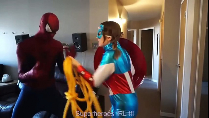 Spiderman, Frozen Elsa & Captain america girl VS Joker! Superhero Fun in real life! and Colors | Superheroes | Spiderman | Superman | Frozen Elsa | Joker