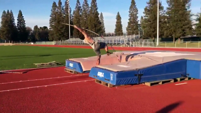 Someone broke the pole vaulting world record this morning