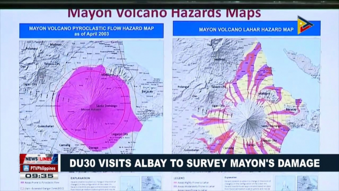 Du30 visits Albay to survey Mayon's damage