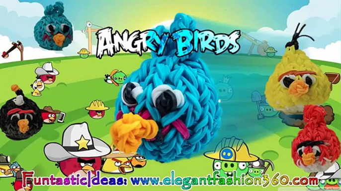 Rainbow Loom Angry Birds (Blue Bird) 3d Charms - How to Loom Bands tutorial by Elegant Fashion 360