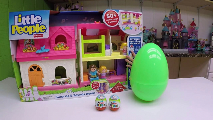 BIG LITTLE PEOPLE SURPRISE & SOUNDS HOME Tour + Huge Egg Surprise Opening Kinder Eggs Surprises Fun