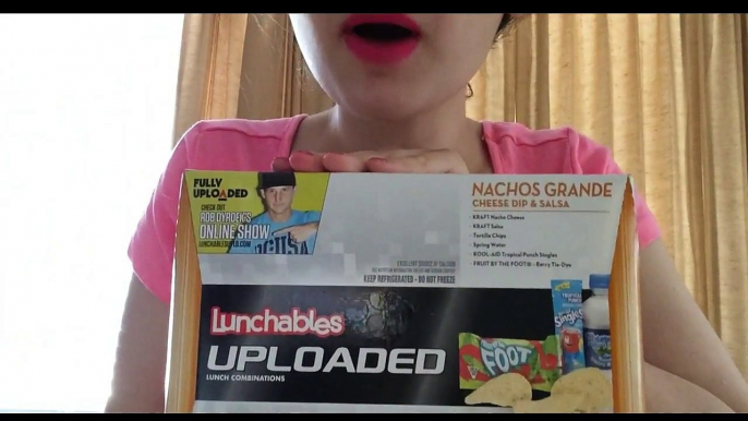 ASMR Eating Lunchables Chips with Nacho Cheese and Salsa and Mini Burgers!