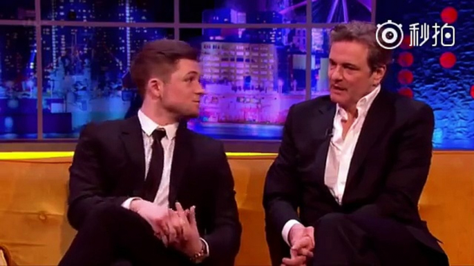 Funny Colin Firth Joking with Taron Egerton About His First Role as a Very Cute Police Officer