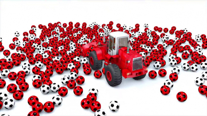 Colors For Children To Learn With A Lot of 3D Soccer Balls and Tractor Toys For Kids