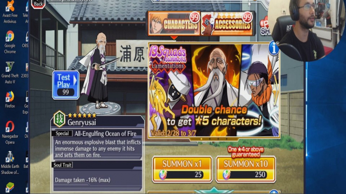 Bleach Brave Souls - Summons Novo Genryusai (Trolagem da Klab)