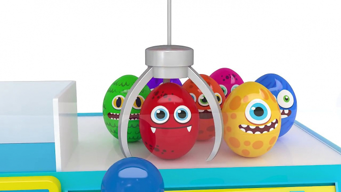 Learning Colors with Monster Eggs and Toy Claw Machine for Kids
