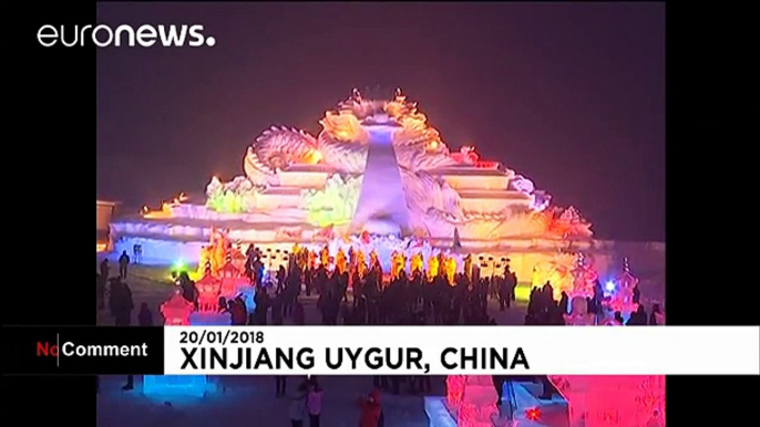 Fireworks and ice sculptures dazzle at the Xinjiang Snow and Ice World festival in northwest China