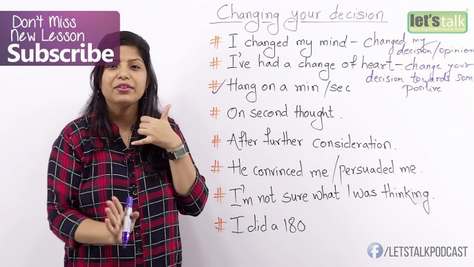 Changing your decision – Quick & Easy phrases – English lessons for beginners & Intermediate level