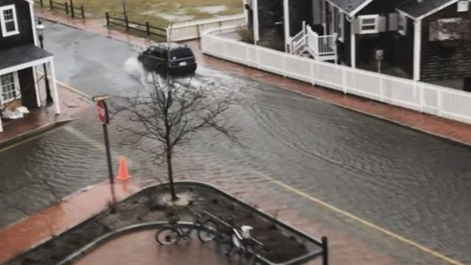 Flooding Inundates Nantucket Streets During High Tide