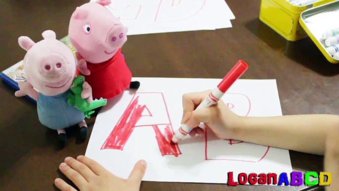 Learning ABC Letter Alphabet Phonics with Peppa and Georgie Pig using Color Markers