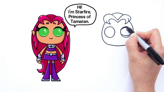 How to Draw Starfire from Teen Titans Go Cute Step by step