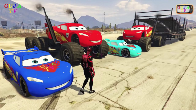 Disney Pixar Cars 2 Lightning McQueen Monster Truck Color Lightning McQueen Spiderman and Tow Mater