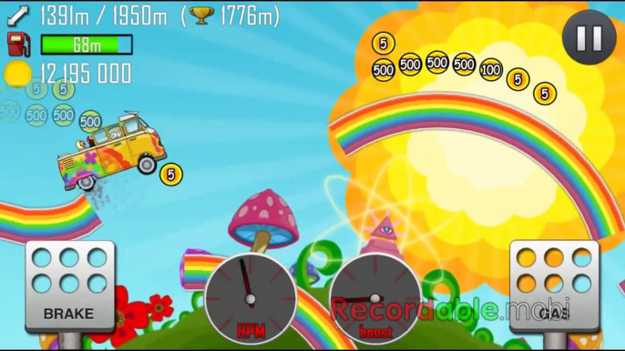 Hill Climb Racing Rainbow Hippie Van Record HD