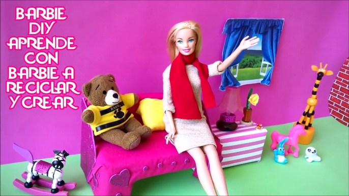 Babie DIY | Como hacer CAMA para Barbie Chelsea | Manualidades para muñecas Barbie RECICLADAS