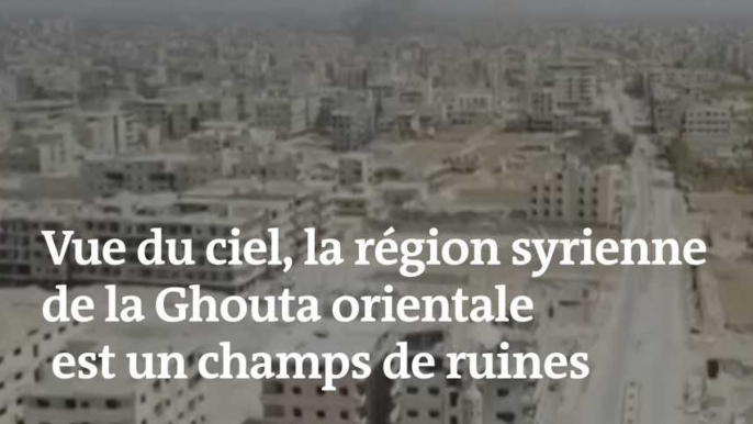 Vue du ciel, la région syrienne de la Ghouta orientale est un immense champs de ruines