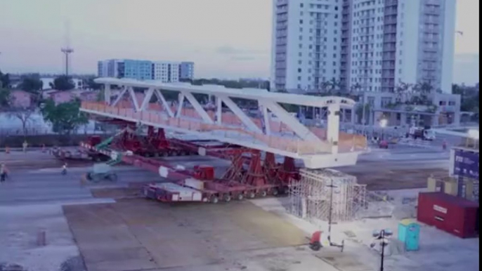 Timelapse video reveals how doomed Miami bridge was installed in just SIX HOURS before collapsing and killing at least four