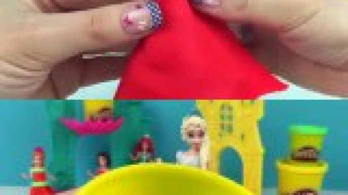 VESTIDOS DE PLAY DOH PARA ELSA, ANA, BLANCANIEVES Y ARIEL - PRINCESAS DE DISNEY VESTIDAS