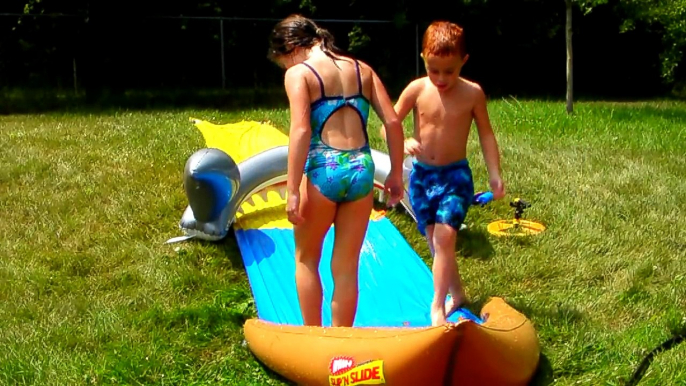 Our kids and Jenna SLIP N SLIDE