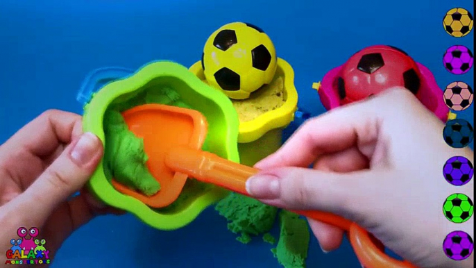 Kinetic Sand Learn Colors Soccer Balls with Color Fruits and Vegetables Video For Kids and Children | Educational child channel