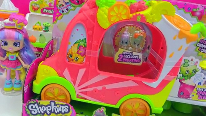 2 Exclusive Season 5 Shopkins In Smoothie Truck Playset Car with Rainbow Kate + Foam Fruit