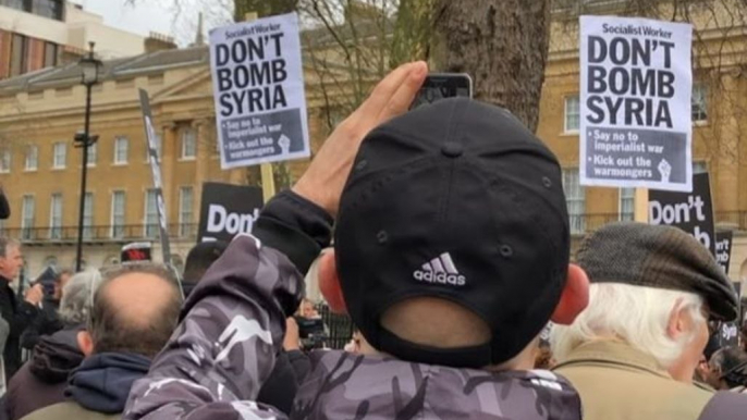 Protesters Chant Against Possible Airstrikes in Syria Outside Downing Street