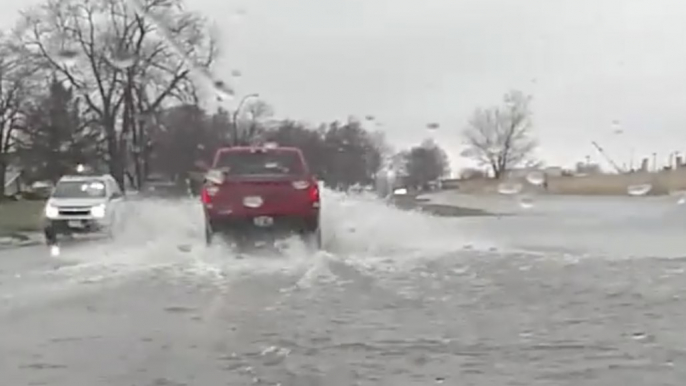 Port Clinton Roads Under Water During Lake Erie Coastal Flooding